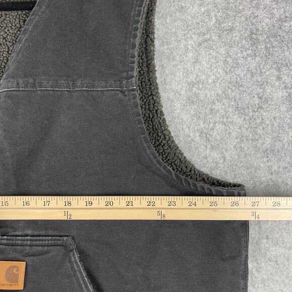 Carhartt Vest Mens 2XL Black Sherpa Lined Duck Canvas V26 Workwear Rugged - Picture 8 of 14